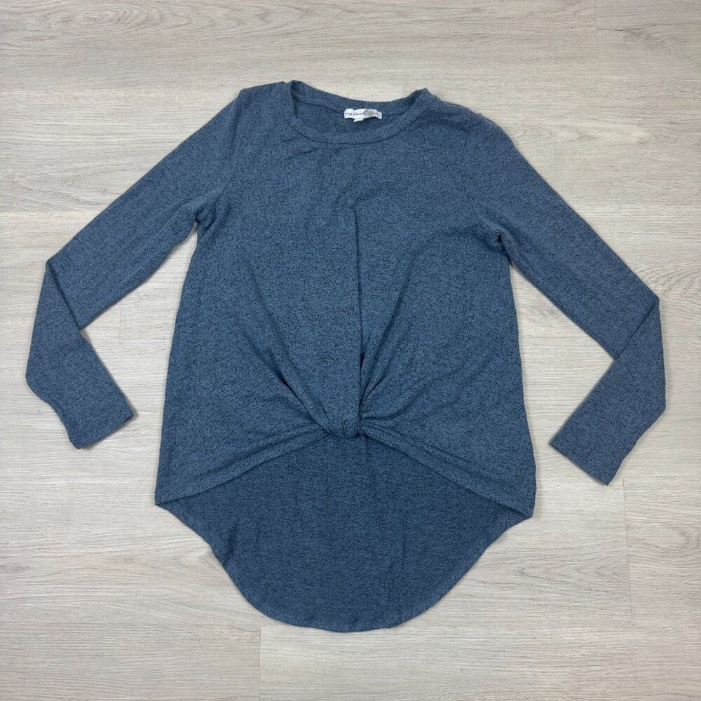 Young Fabulous & Broke Twist Front Soft Knit Sweater Top Size XS Blue